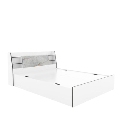 Marbito King Bed With Headboard & Box Storage (White)