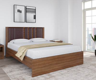 Sterling Upholstered Headboard King Bed Without Storage (Walnut)