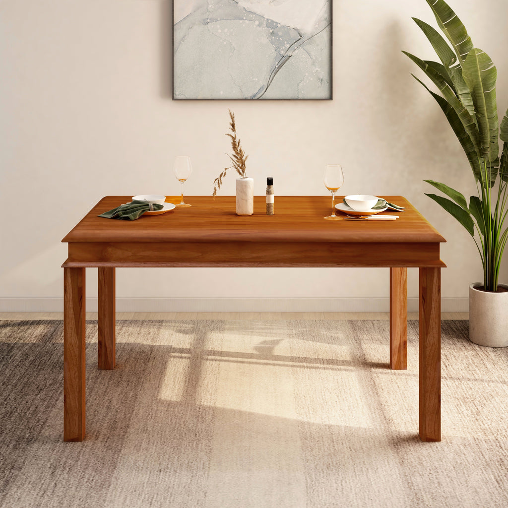 Velika Solid Wood Dining Table (Honey Brown)
