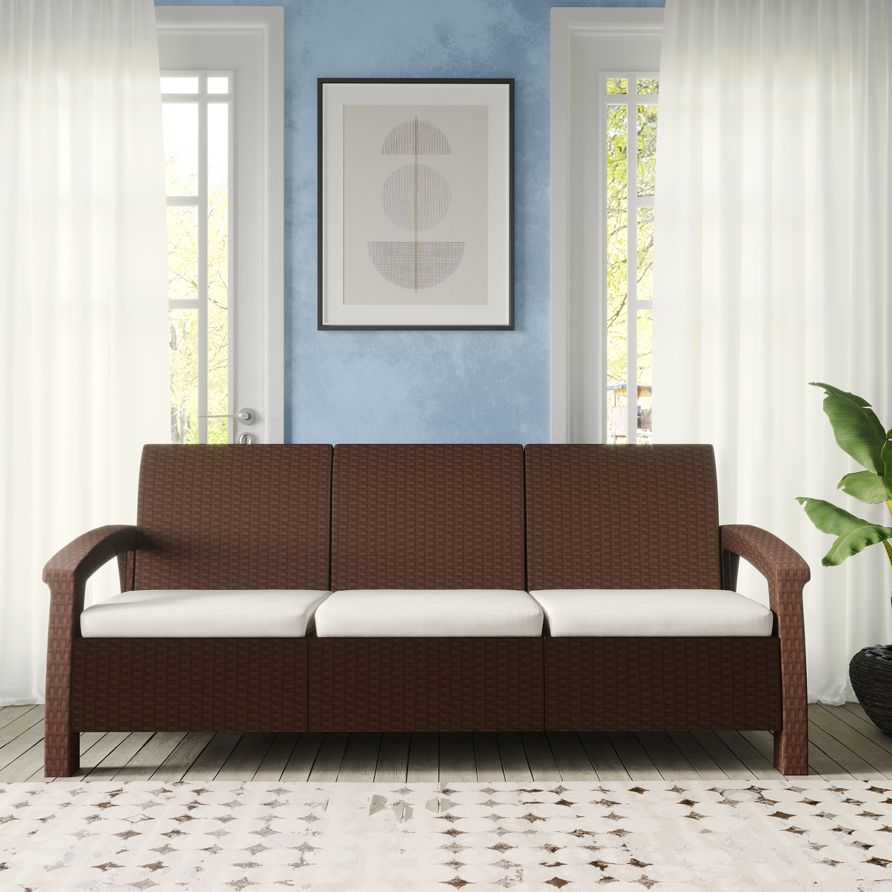 Goa 3 Seater Sofa With Cushion Brown) | Nilkamal At-home @home