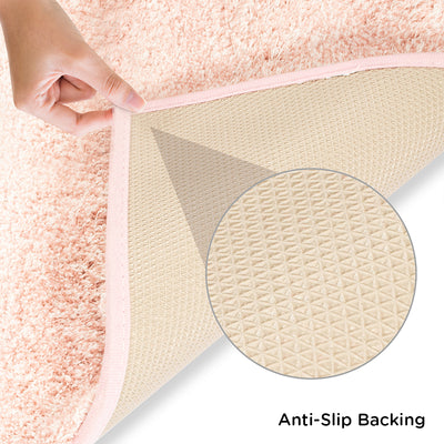 Solid Knitted Fabric & Polyester 16" x 24" Anti Skid Bath Mat (Peach)