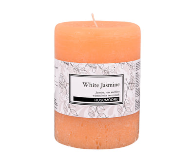 Rosemoore Jasmine Scented Pillar Candle (White)