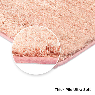 Solid Knitted Fabric & Polyester 16" x 24" Anti Skid Bath Mat (Peach)
