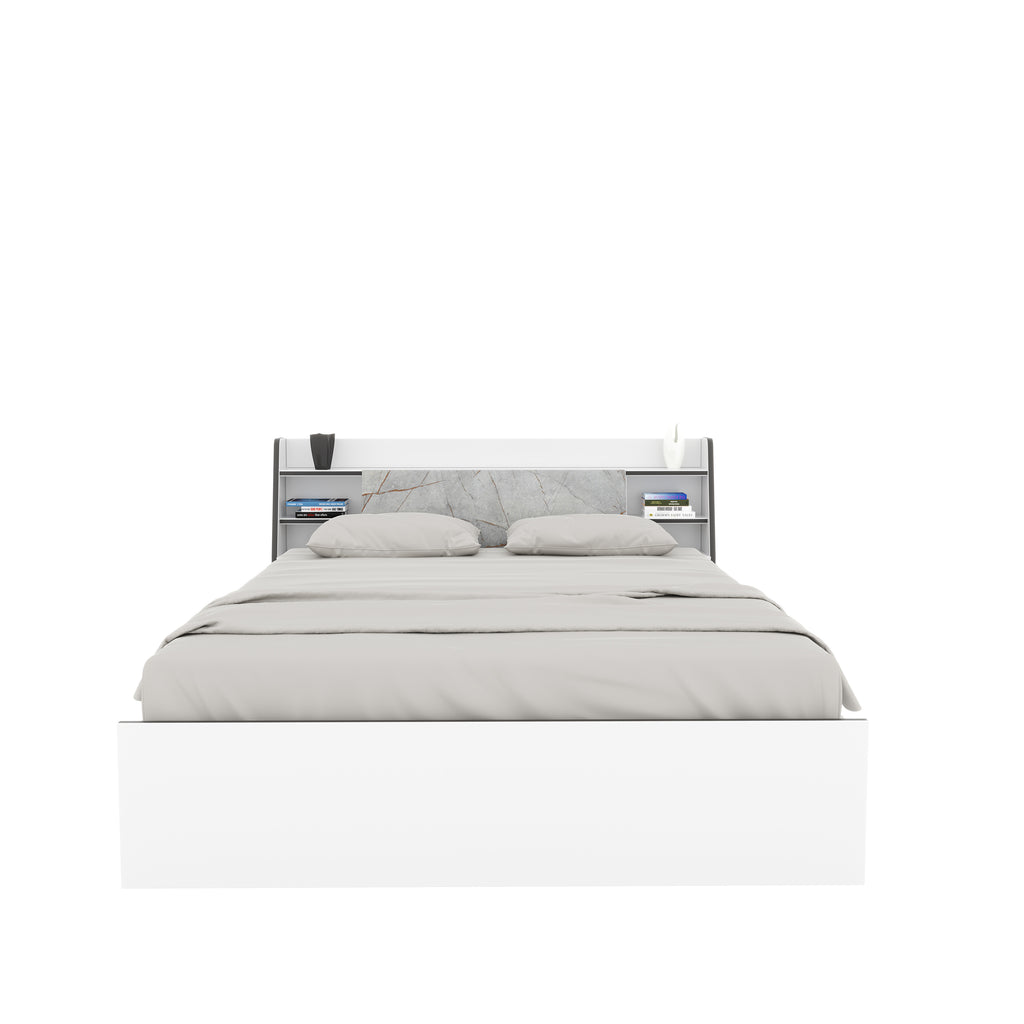 Marbito King Bed Headboard & Box Storage (White)