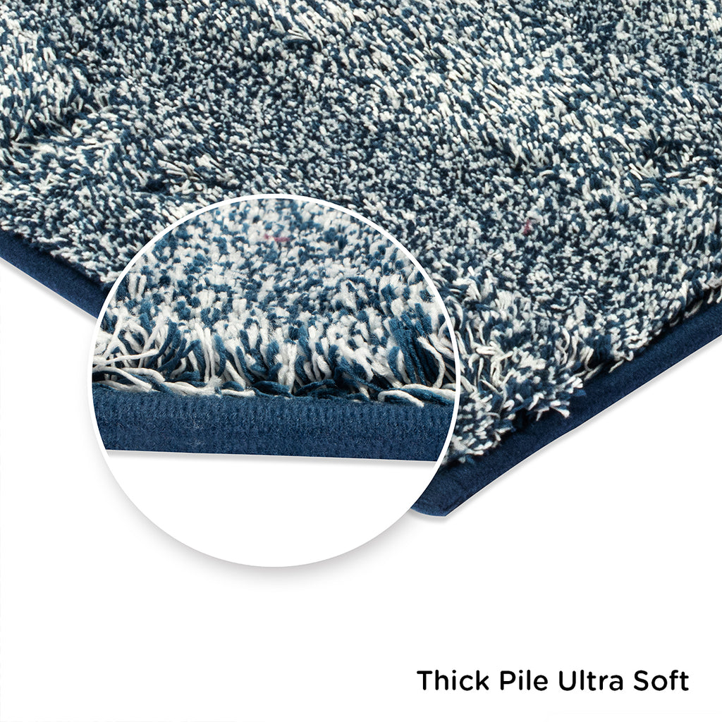 Solid Knitted Fabric & Polyester 16" x 24" Anti Skid Bath Mat (Indigo)