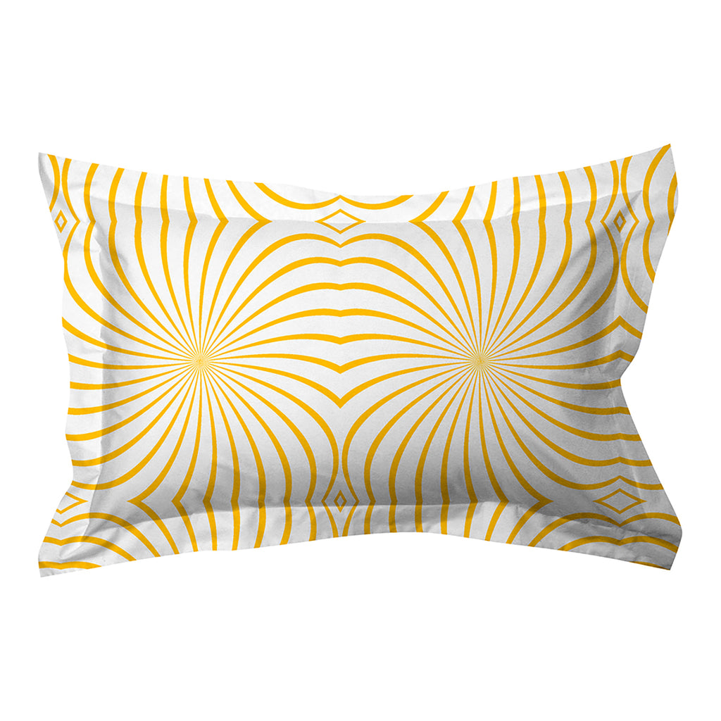 Boutique Living Abstract Cotton Single Bedsheet With 1 Pillow Cover (Yellow)