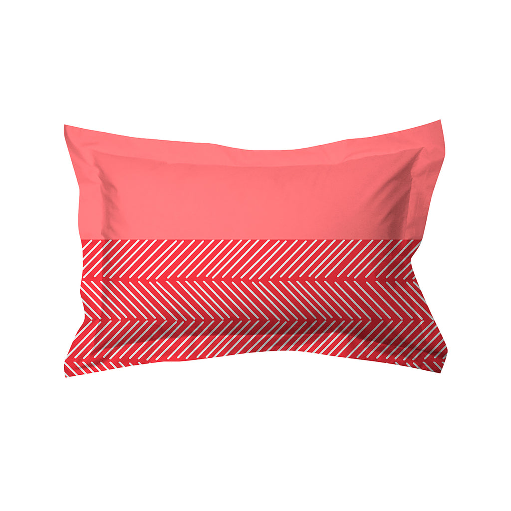 Boutique Living Abstract Cotton Single Bedsheet With 1 Pillow Cover (Coral & Red)