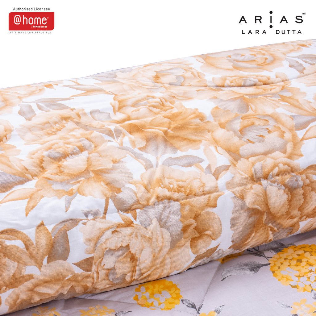 Arias Petunia Rose Dahlia Cotton Double Reversible Comforter (Ochre)