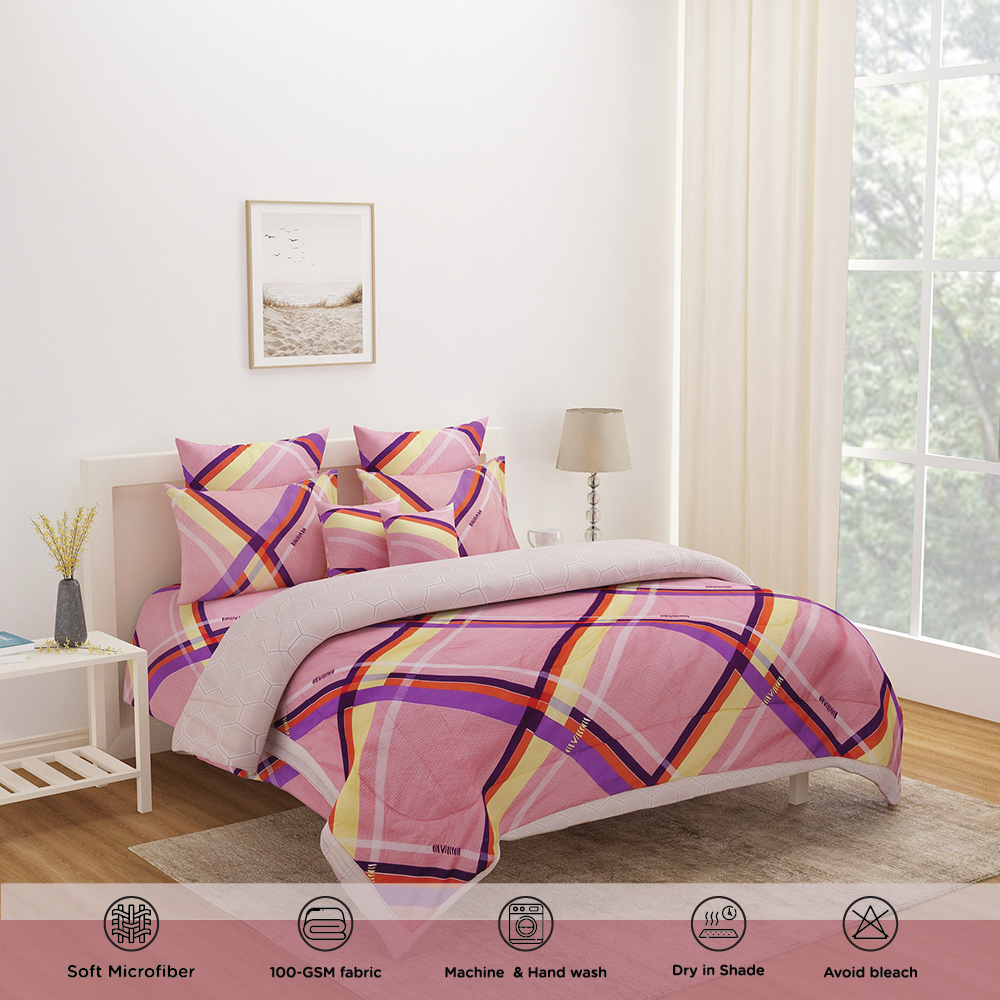 Ammara Checks Bed In A Bag Set of 6 Pink