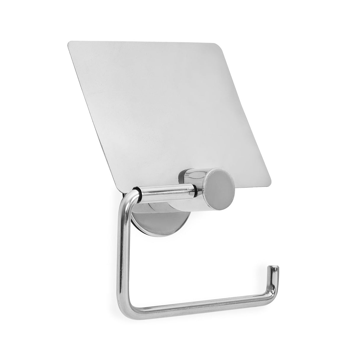 J Type Wall Toilet Paper Holder With Flap (Silver)