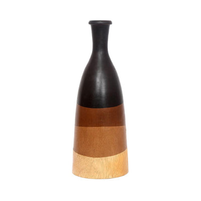 Cocoa Decorative Wooden Vase (Multicolor)