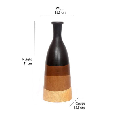Cocoa Decorative Wooden Vase (Multicolor)