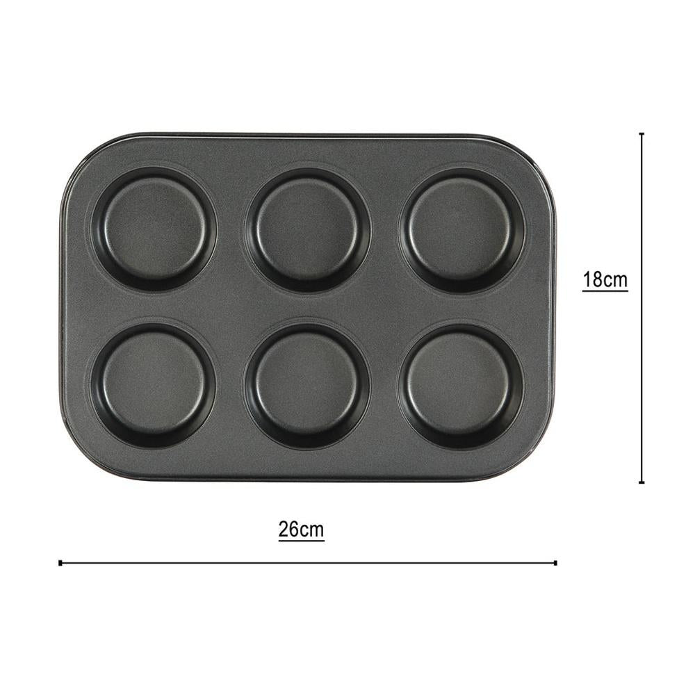 6 Cups Bakeware Muffin Tray (Black)