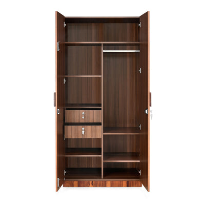 Ankara Engineered Wood 2 Door Wardrobe (Walnut)