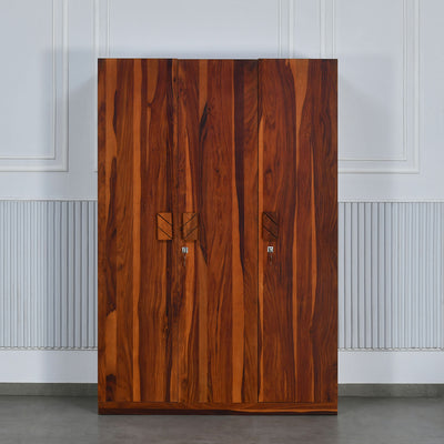 Ankara Solid Wood 3 Door Wardrobe (Walnut)