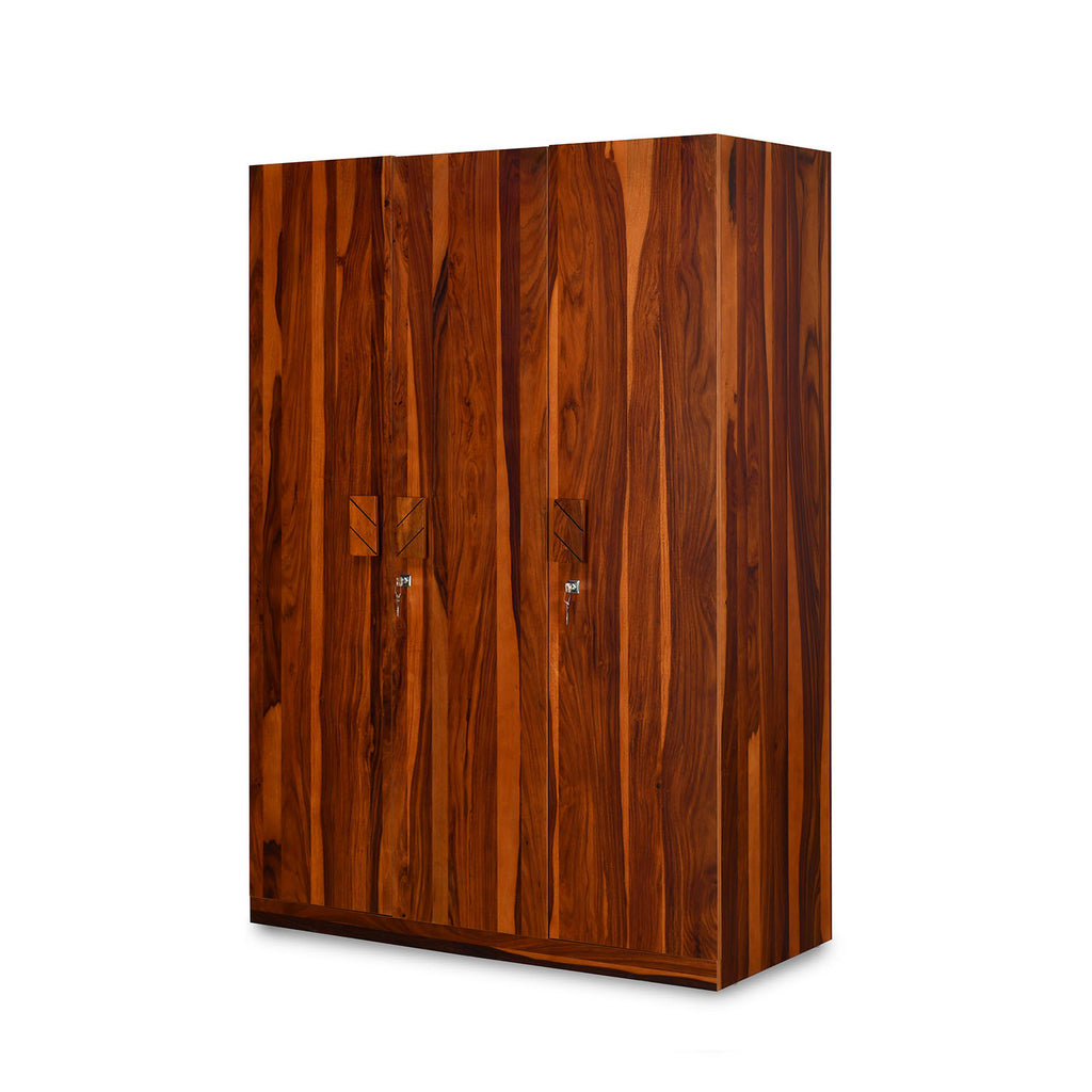 Ankara Solid Wood 3 Door Wardrobe (Walnut)