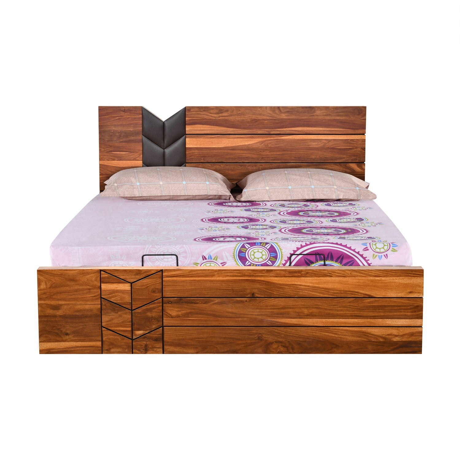 Ankara Queen Bed With Hydraulic Storage (Walnut)