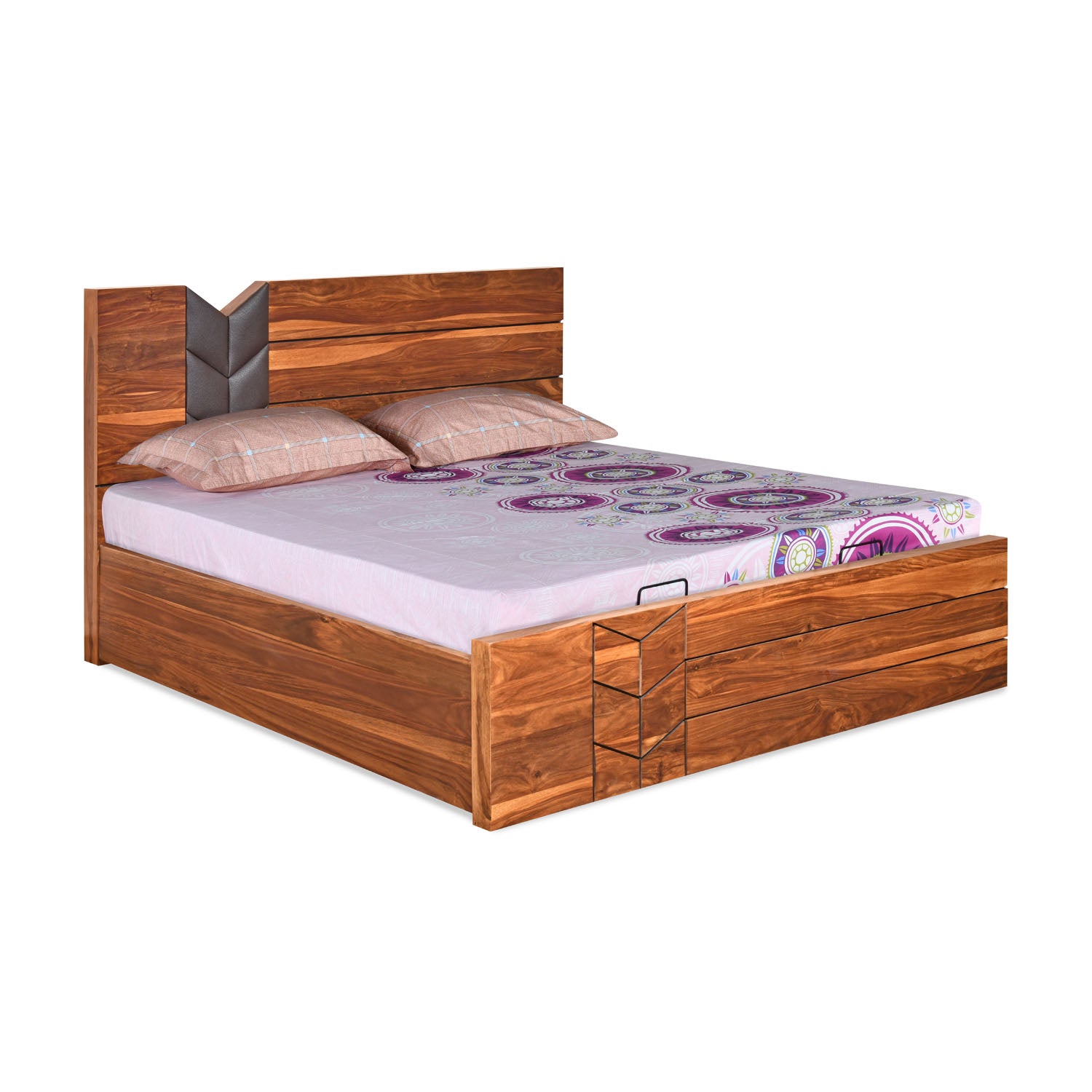 Ankara Queen Bed With Hydraulic Storage (Walnut)