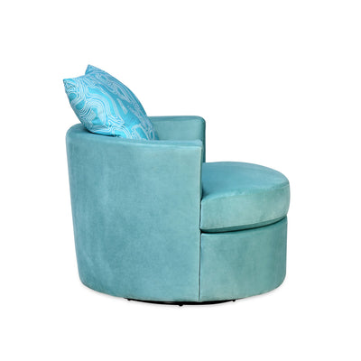 Aquata Fabric Swivel Arm Chair (Aqua Blue)