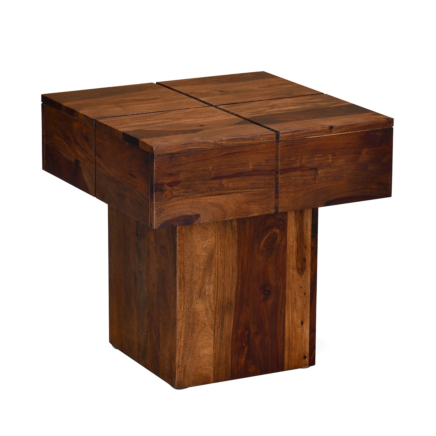 Arcade Solid Wood Side Table in Walnut Finish