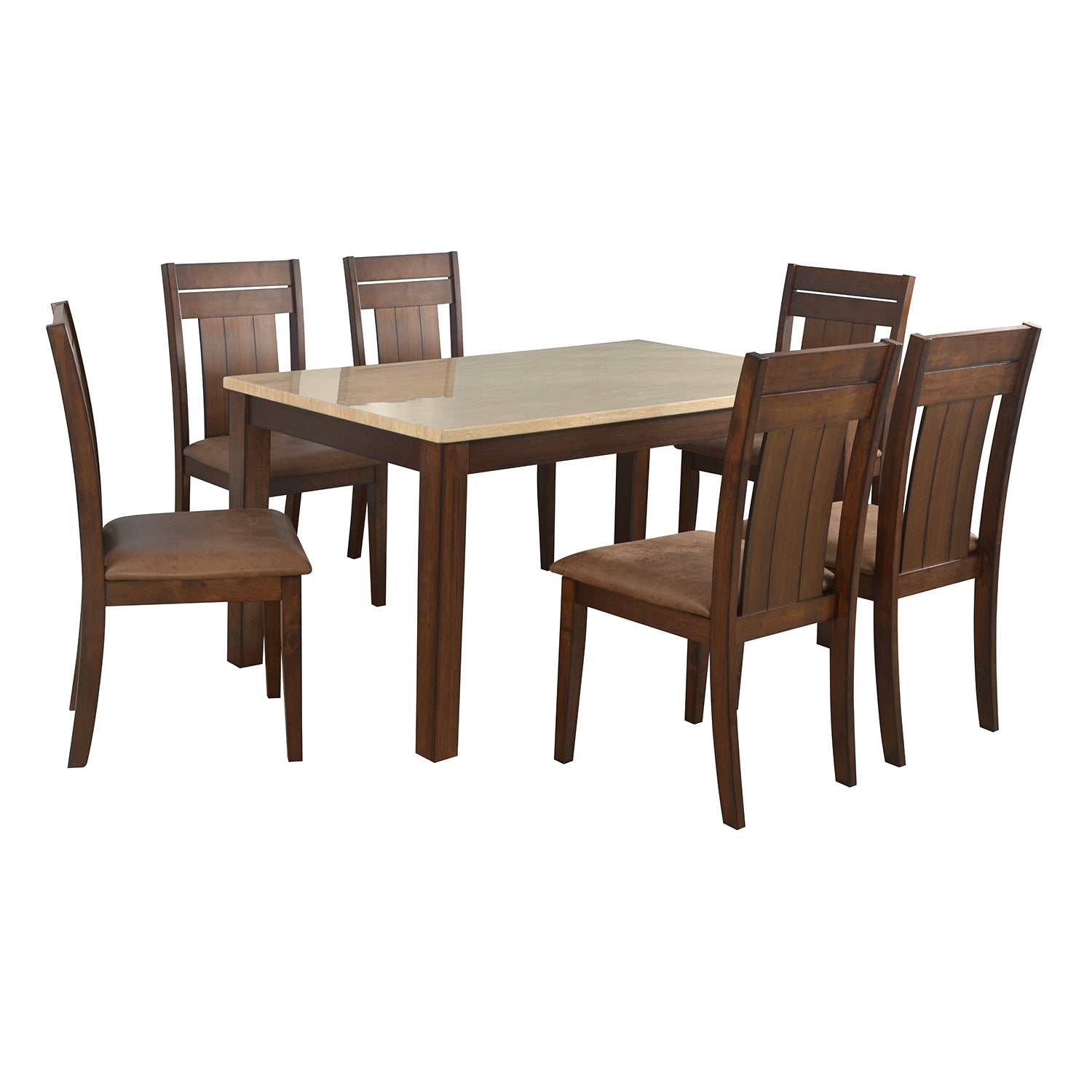 Arnold Marble 6 Seater Dining Set (Beige)