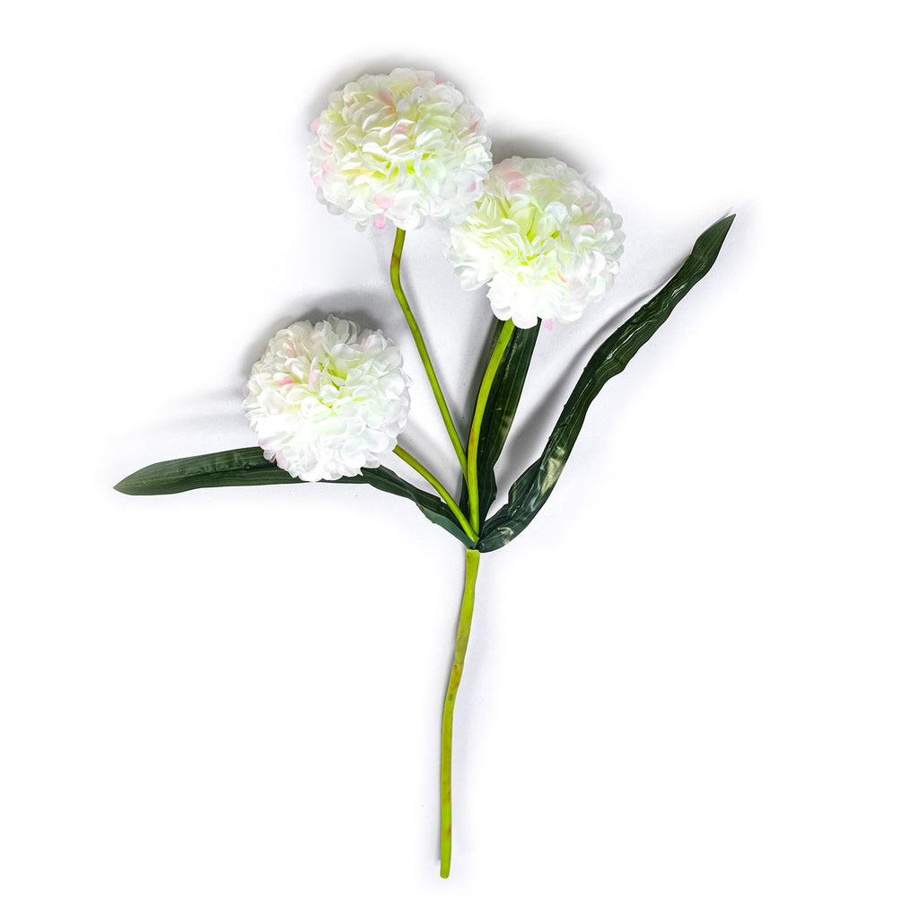 Ball Flower Artificial Stick (White)