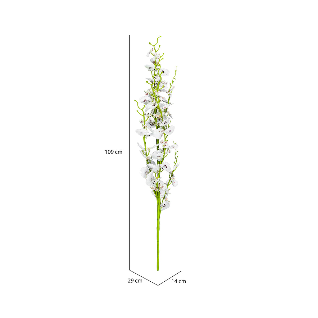 Dancing Orchid Artificial Flower Stick (White)