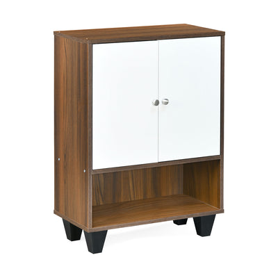 Astero Engineered Wood Shoe Cabinet (Walnut & White)