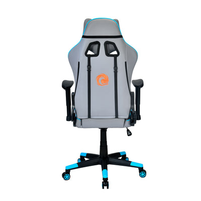 Athena Leatherette Ergonomic Gaming Chair with Neck & Lumbar Pillow (Grey & Turquoise)