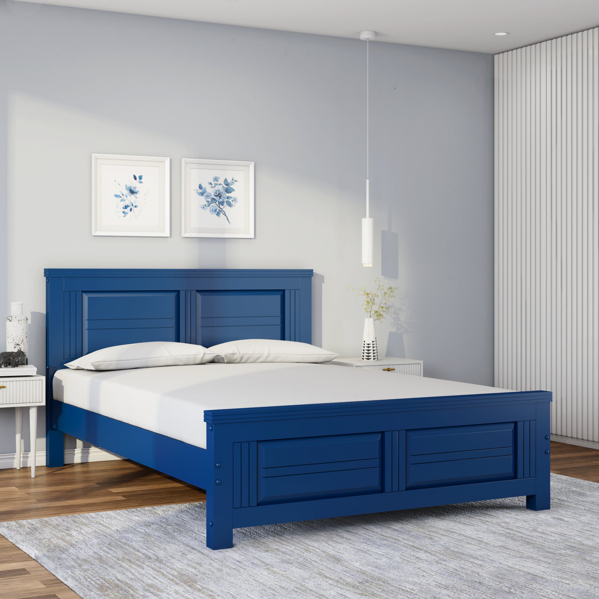 Anderson Solid Wood King Bed (Blue)