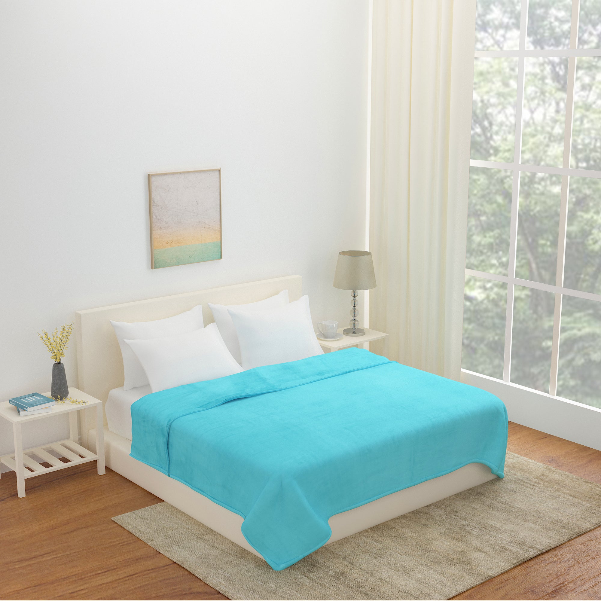 Arliss Solid Polyester Single Blanket (Seagreen)