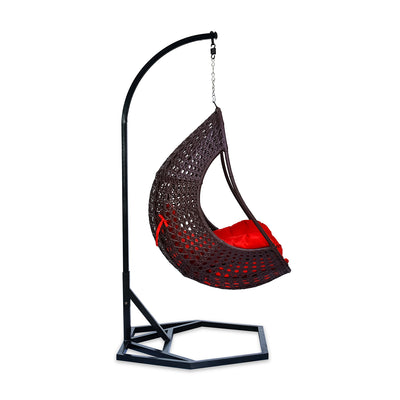 Bella Swing Chair with Cushion (Brown & Red)
