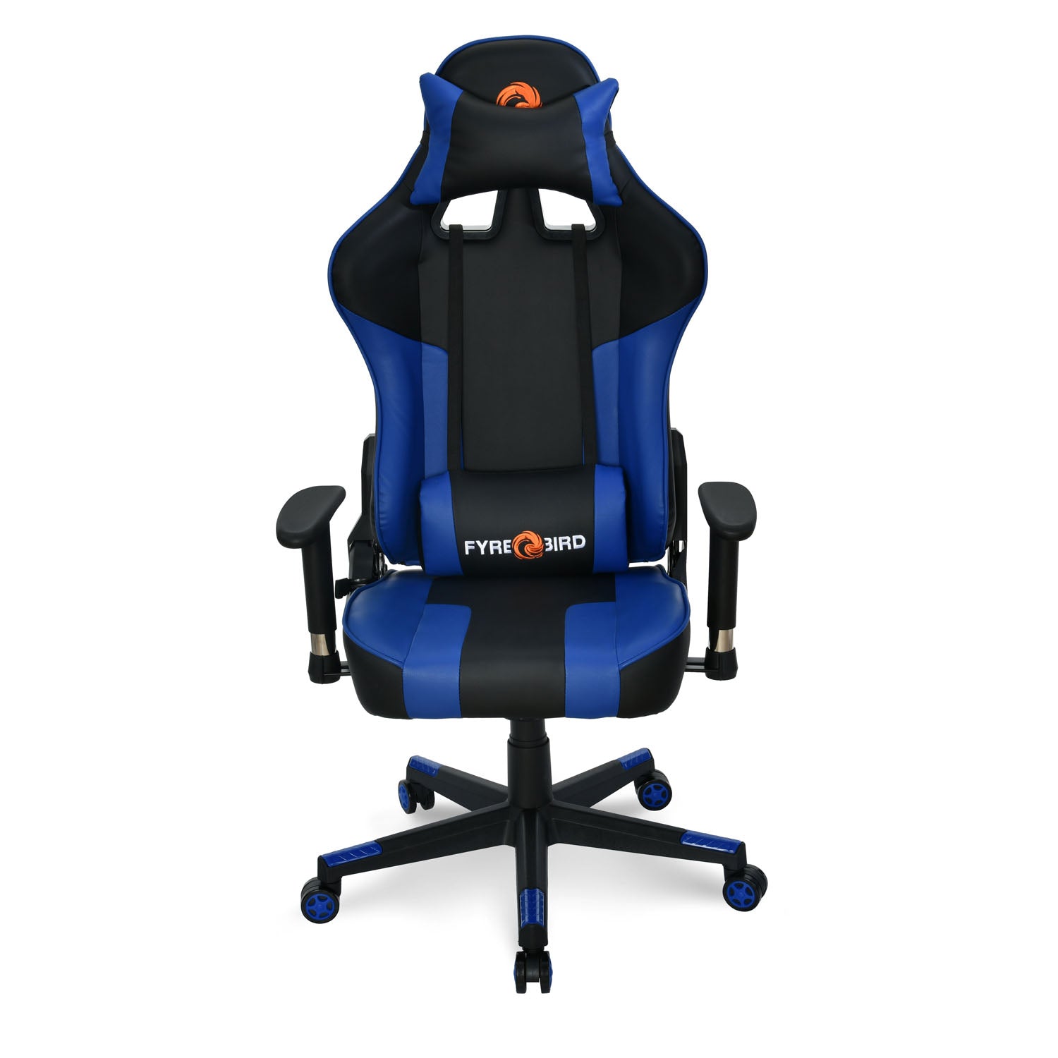 Bosco Leatherette Ergonomic Gaming Chair with Neck & Lumbar Pillow (Black & Blue)