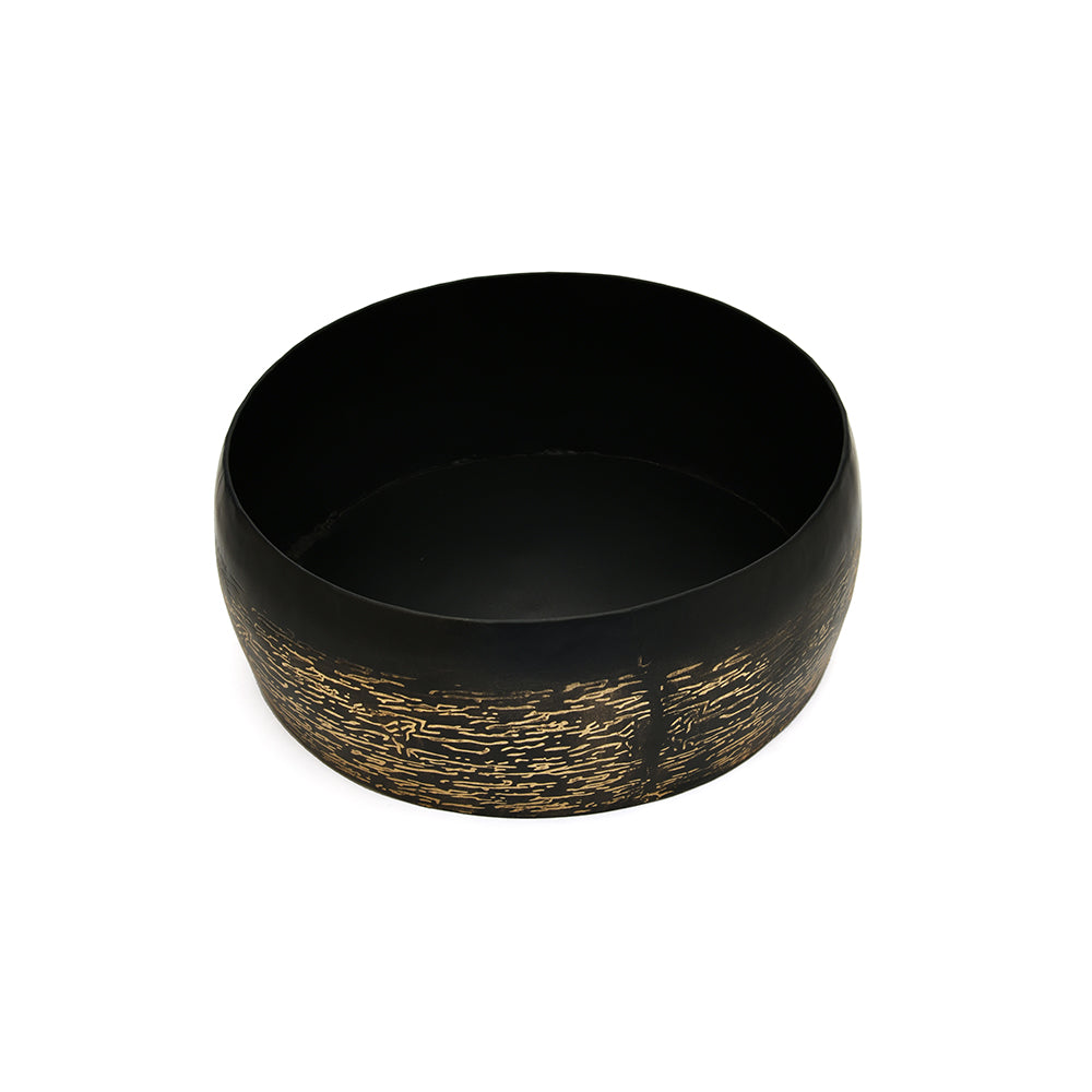 Decorative Metal Bricks Bowl (Gold & Black)