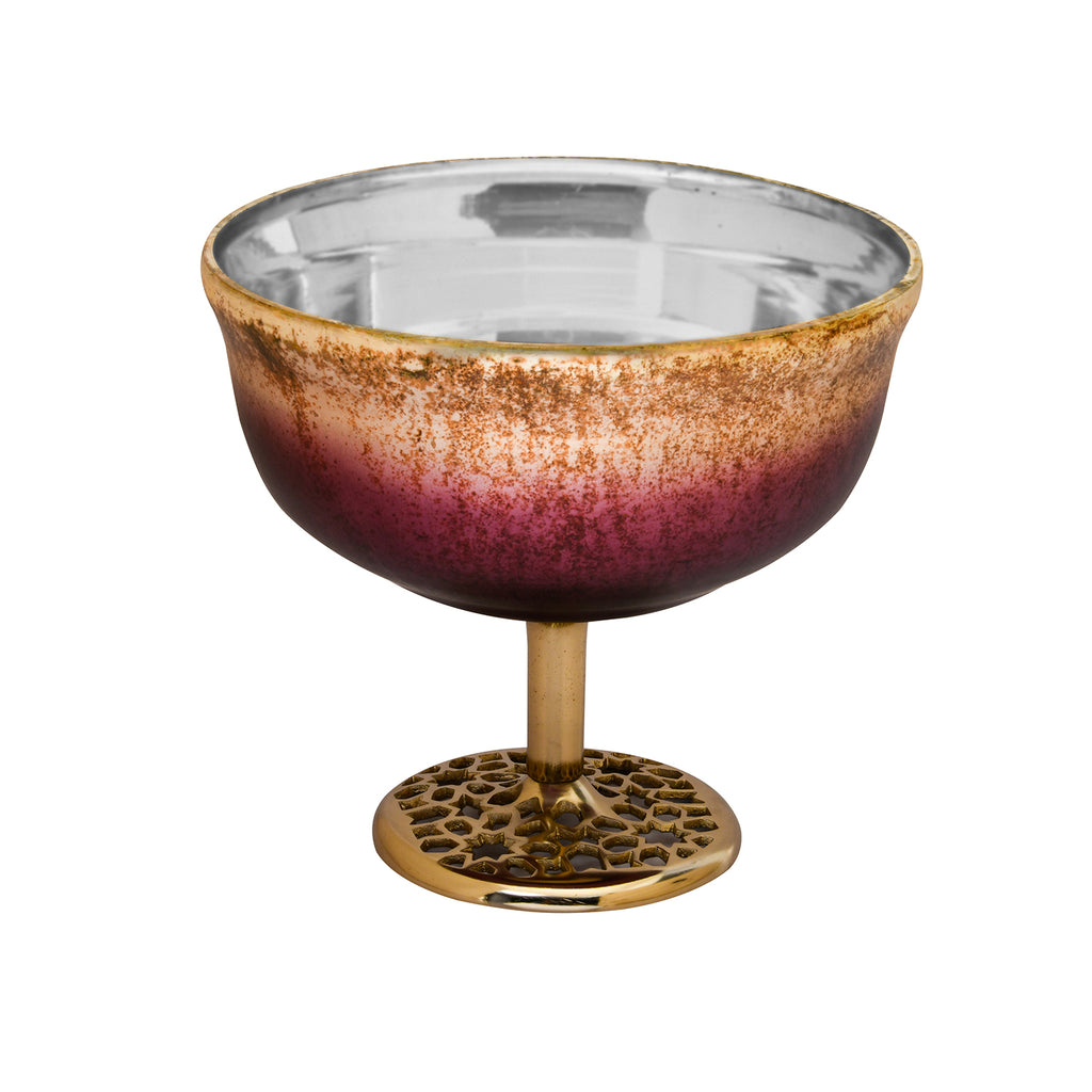Decorative Metal & Glass Goblet Bowl (Onion & Gold)