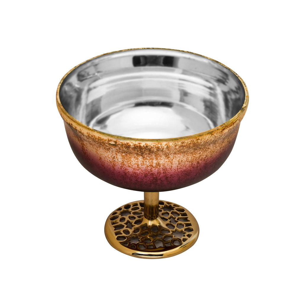 Decorative Metal & Glass Goblet Bowl (Onion & Gold)