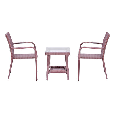 Branson Rattan Garden Chair & Table Set (Brown)