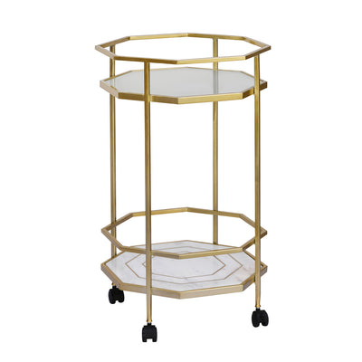Callie Marble Serving Cart (Gold)