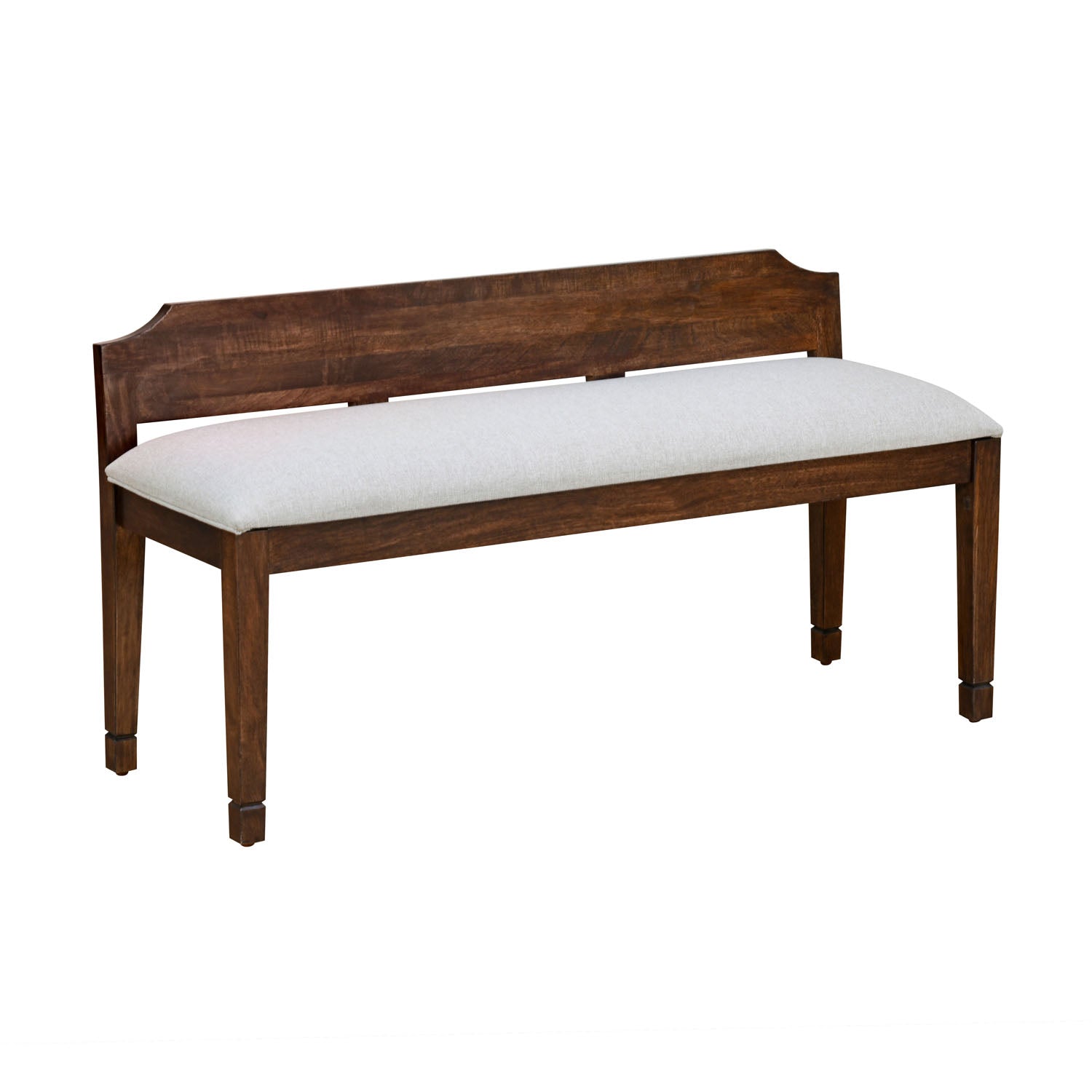 Callisto Solid Wood Dining Bench With Backrest (Sun Walnut)