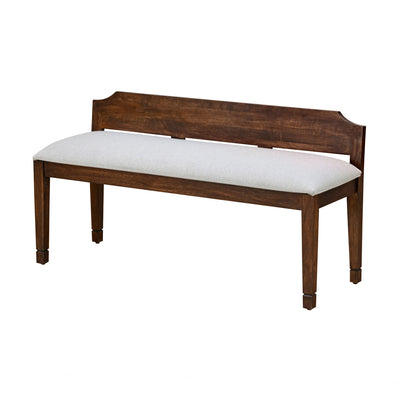 Callisto Solid Wood Dining Bench With Backrest (Sun Walnut)