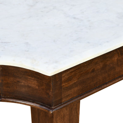 Callisto 6 Seater Marble Top Solid Wood Dining Table (Sun Walnut)