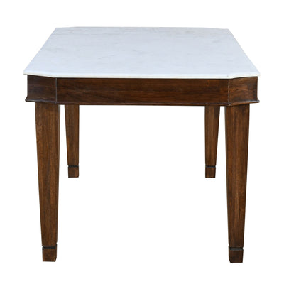 Callisto 6 Seater Marble Top Solid Wood Dining Table (Sun Walnut)