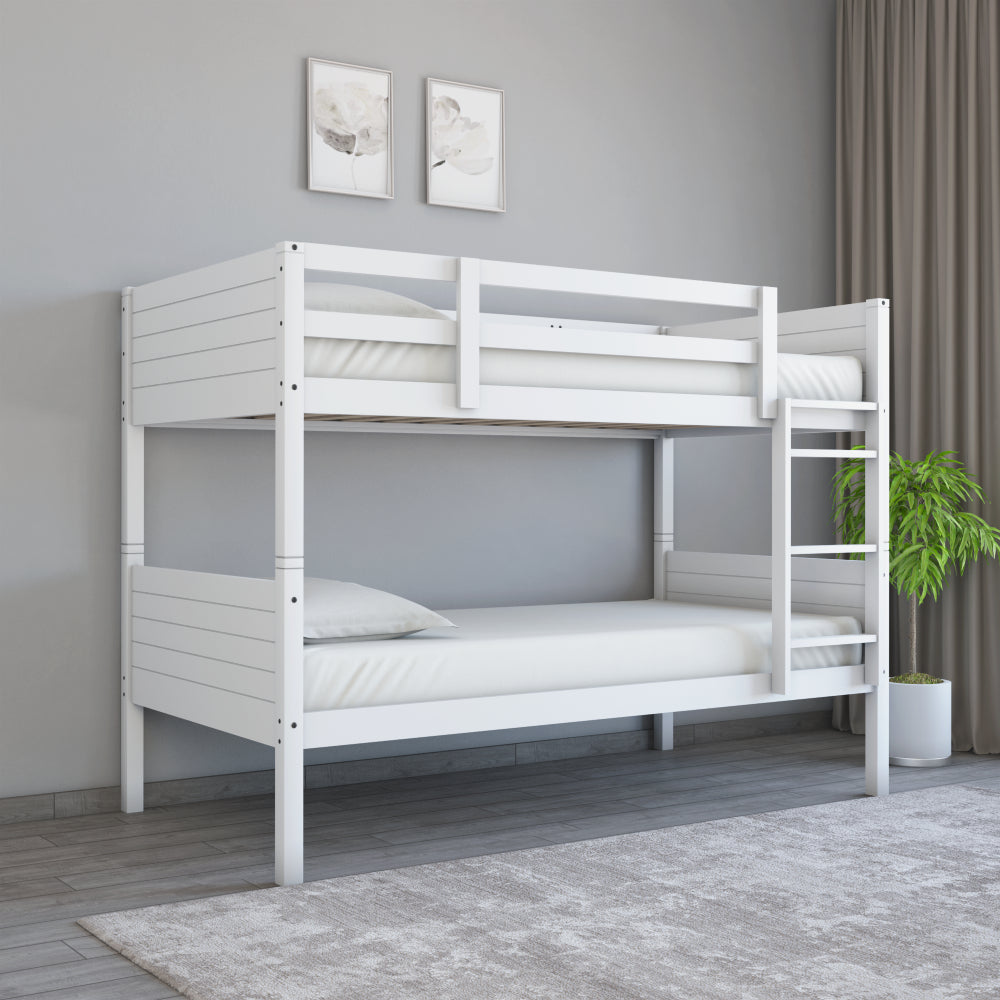 Canary Solid Wood Bunk Bed For Kids (White)
