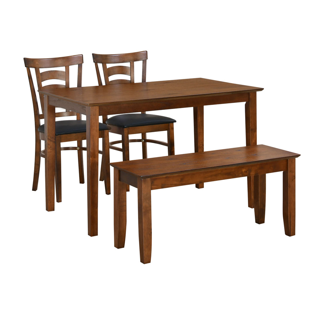 Carter Solid Wood 4 seater Dining Set With bench & 2 Chairs (Antique Oak)