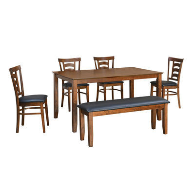 Carter Solid Wood 6 seater Dining Set With bench & 4 Chairs (Antique Oak)