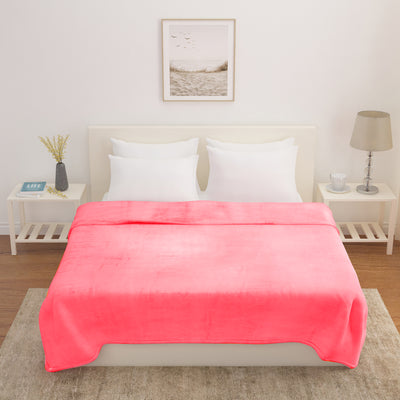 Arliss Solid Polyester Double Blanket (Coral)