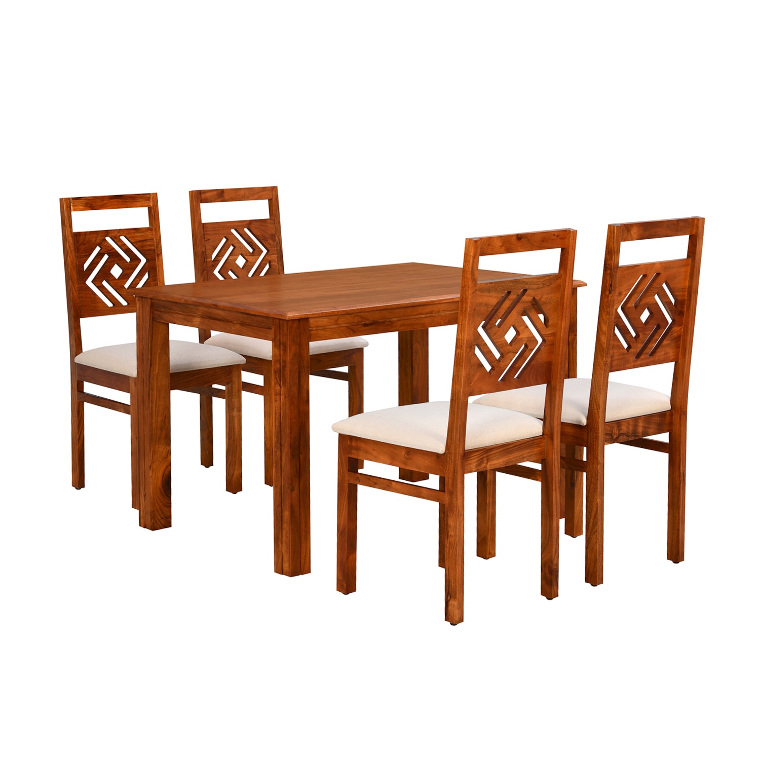 Cera 4 Seater Solid Wood Dining Set (Honey Brown)