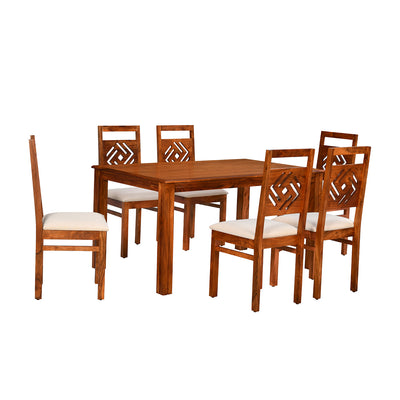 Cera 6 Seater Solid Wood Dining Set (Honey Brown)