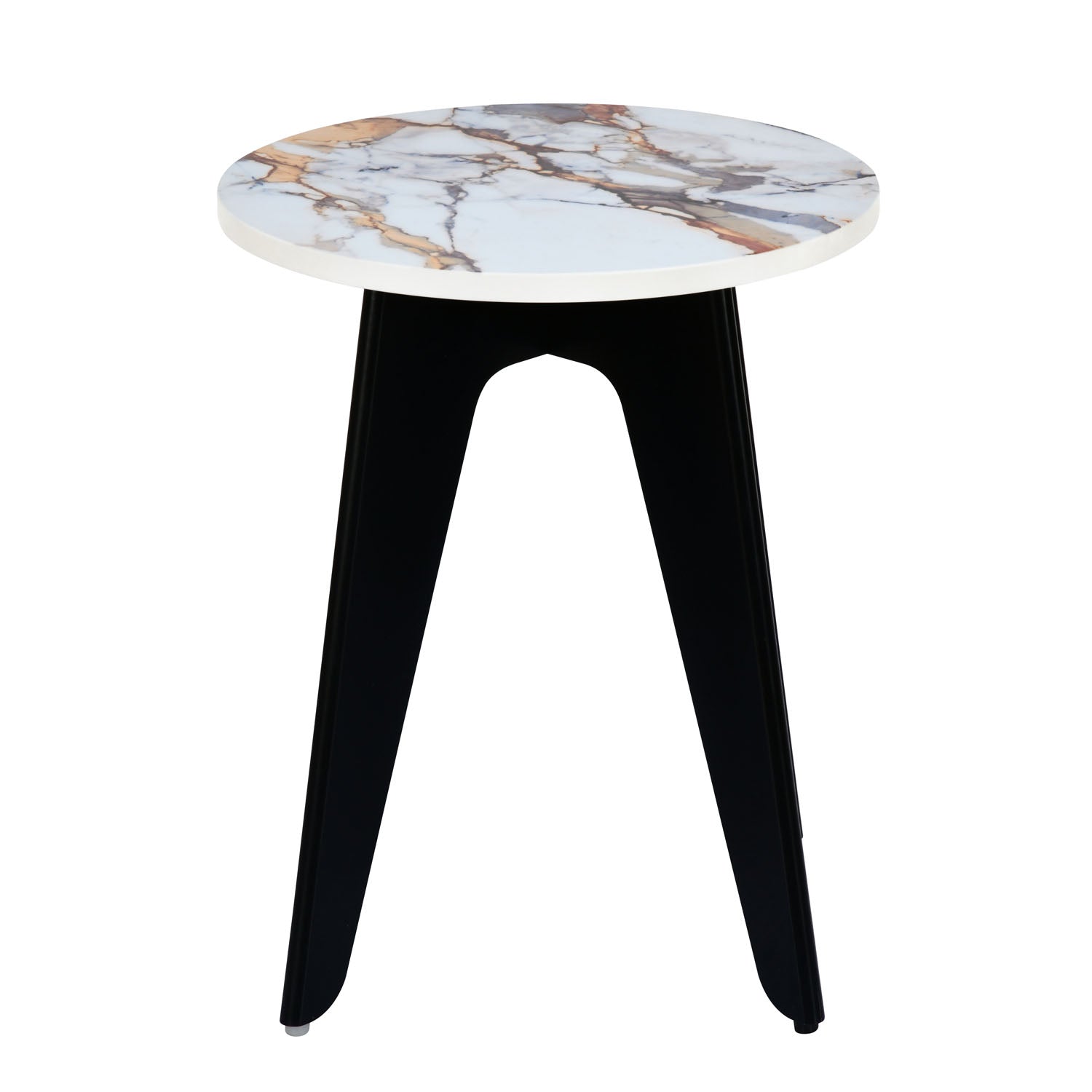 Christa Engineered Wood Side Table with Marble (White)
