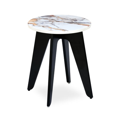 Christa Engineered Wood Side Table with Marble (White)